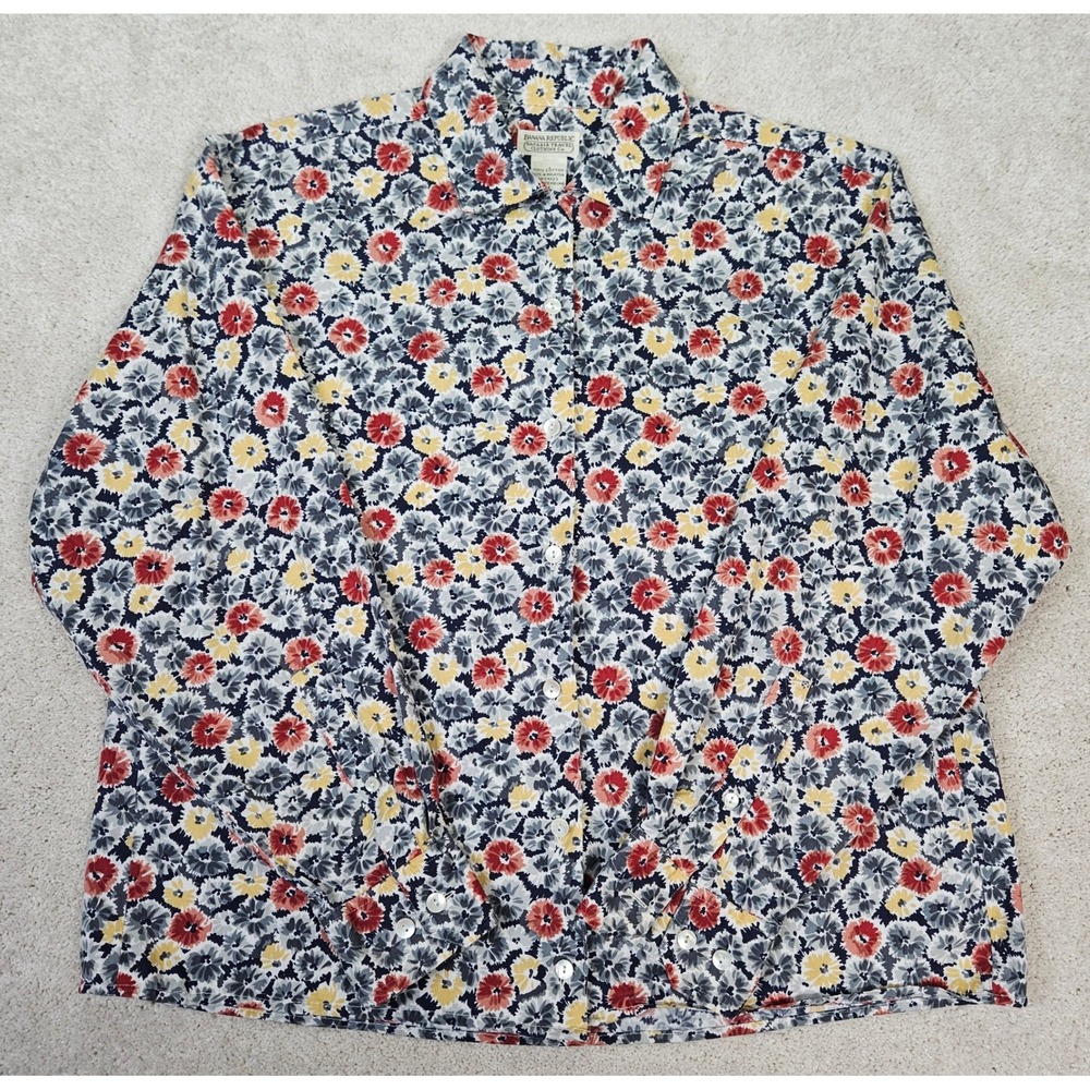 Vintage‎ Banana Republic Safari & Travel Co. 1980s Floral Cotton Shirt Medium